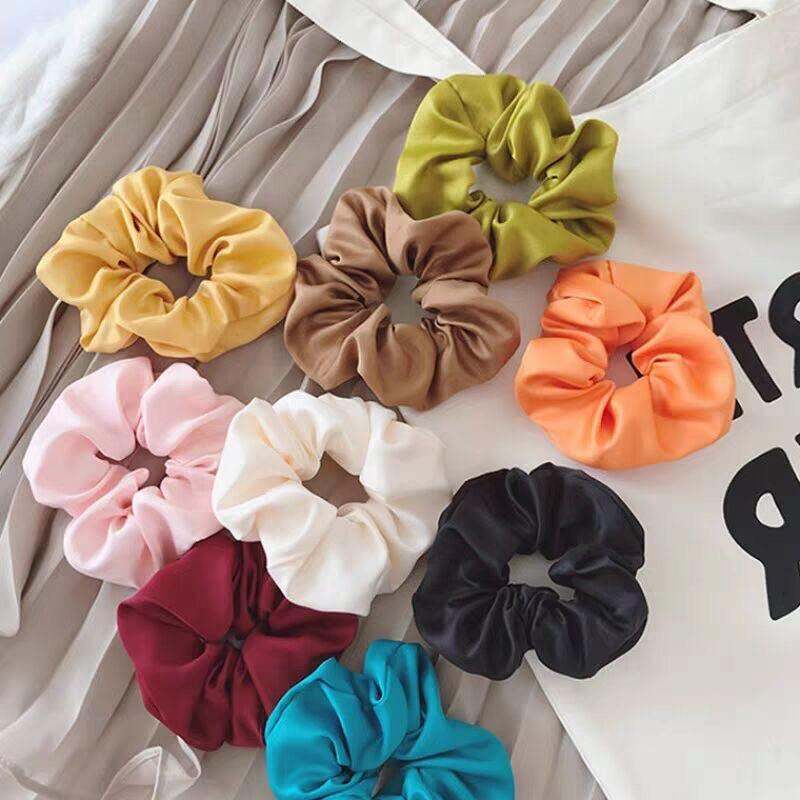 Cột tóc vải scrunchies buộc tóc vải trơn bóng loại đẹp hot trend K1054 K1055