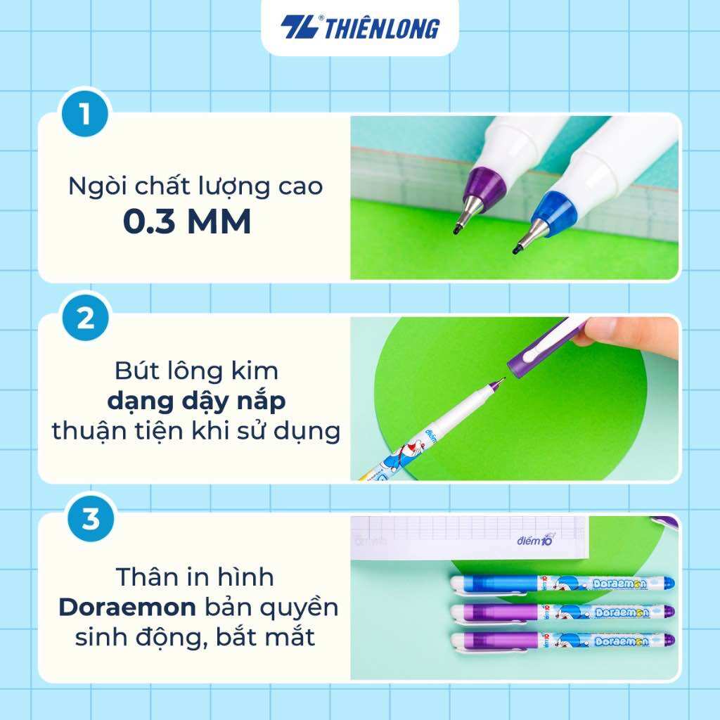 Hộp 10 cây bút lông kim FL-04/DO mực tím