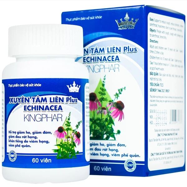 Viên Uống Giảm Viêm Họng, Viêm Phế Quản Xuyên Tâm Liên Plus Echinacea Kingphar 60 Viên thumbnail