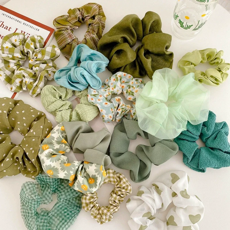 Cột tóc vải scrunchies , Dây buộc tóc nữ nhiều màu sắc hoạ tiết vintage phong cách Hàn Quốc