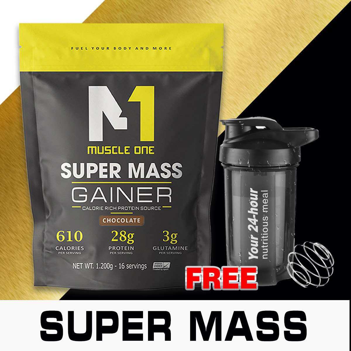 Sữa tăng cân tăng cơ MUSCLE ONE super mass hỗ trợ tăng cân tăng cơ nạc +Tặng Bình lắc 