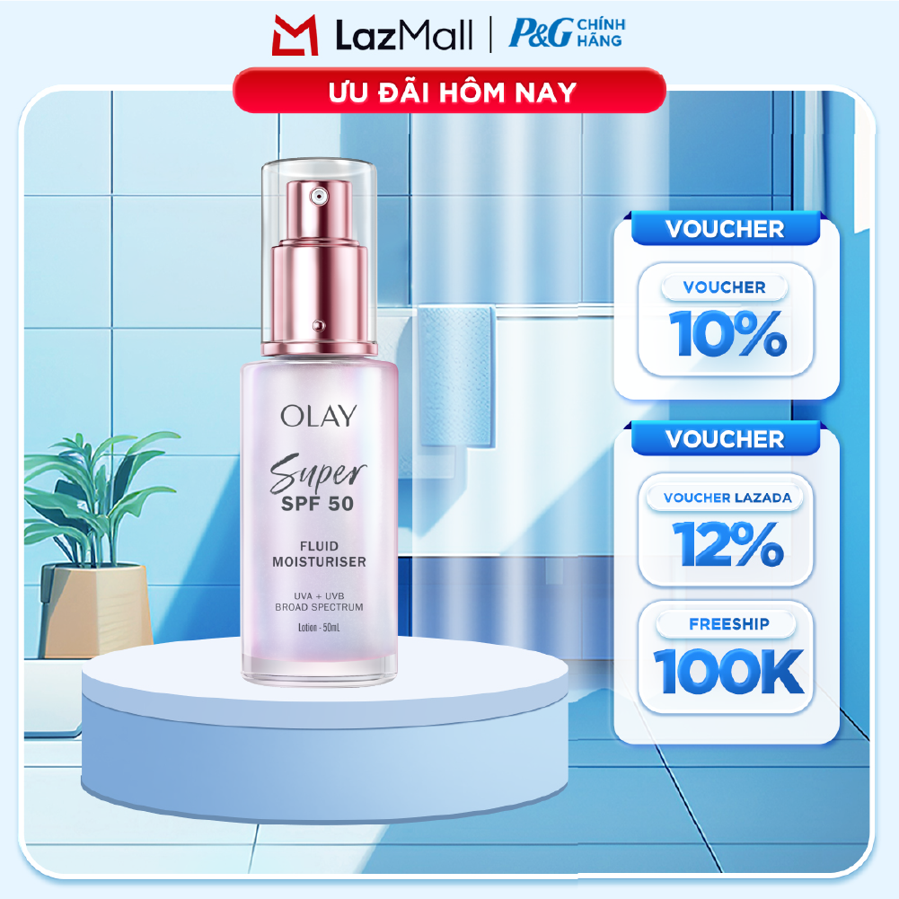 [MỚI] KEM DƯỠNG SÁNG DA CHỐNG NẮNG MỎNG NHẸ OLAY SUPER SPF 50+ | PA++++ CHAI 50ML