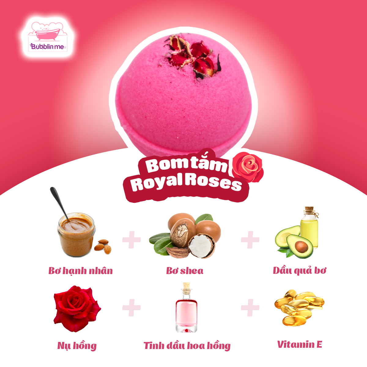 bom tắm Royal Roses bath bomb Bubblin me
