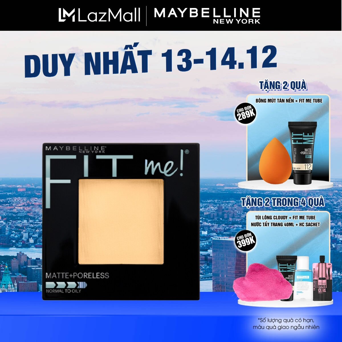 Phấn Phủ Mịn Nhẹ Kiềm Dầu Fit Me Matte Poreless Powder Maybelline New York 8.5g