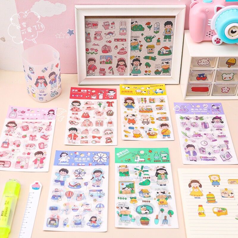 Set 4 Tấm Sticker Dễ Thương Dùng Trang Trí Sổ