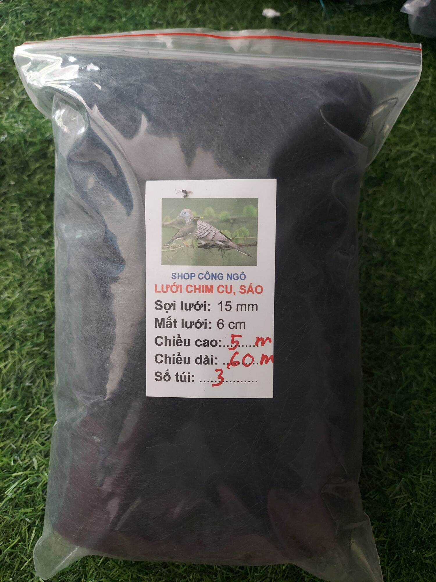60m lưới chim 6p cao 5m 4day 3tui