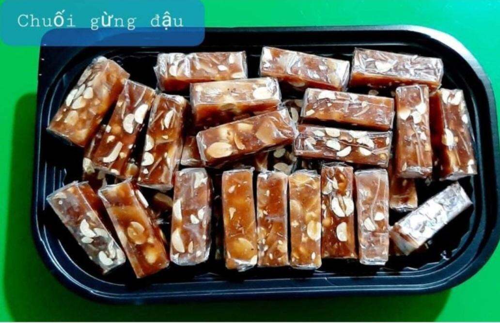1kg kẹo chuối đậu phộng gừng đặc sản Bến Tre