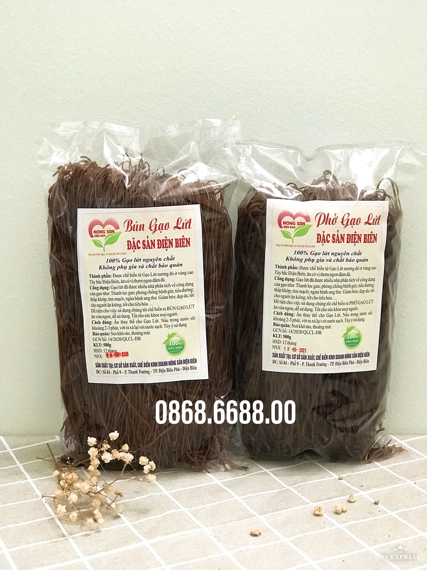 0,5kg phở gạo lứt đỏ dẻo ( lứt nương) Điện Biên