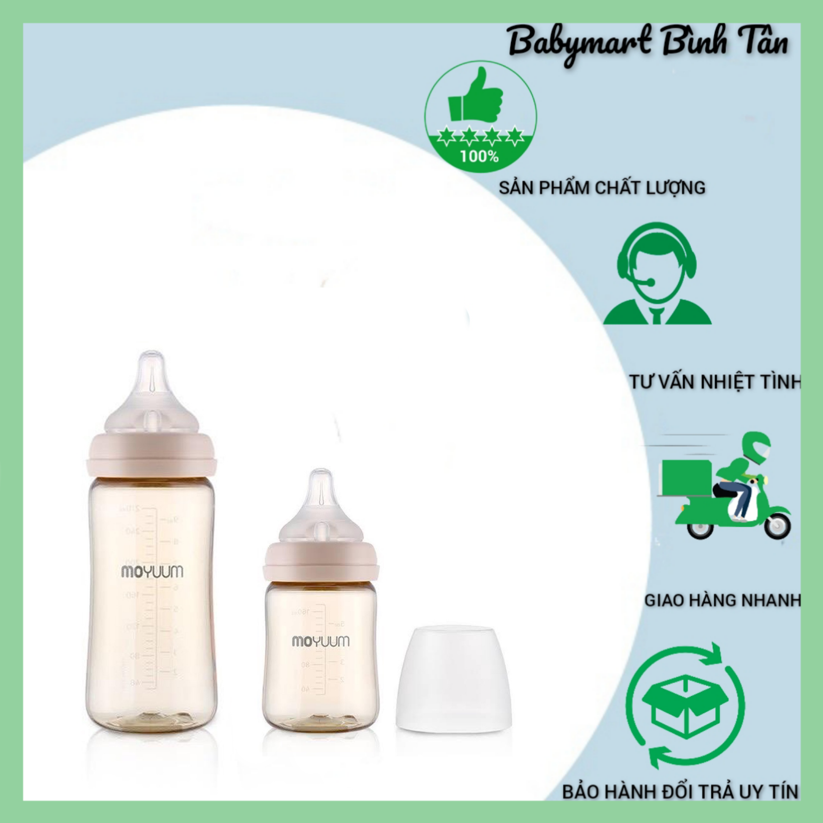 Bình sữa cho bé, Bình sữa moyuum Hàn Quốc❤️chính hãng❤️freeship ❤2 cỡ bình 170ml/270ml tùy chọn