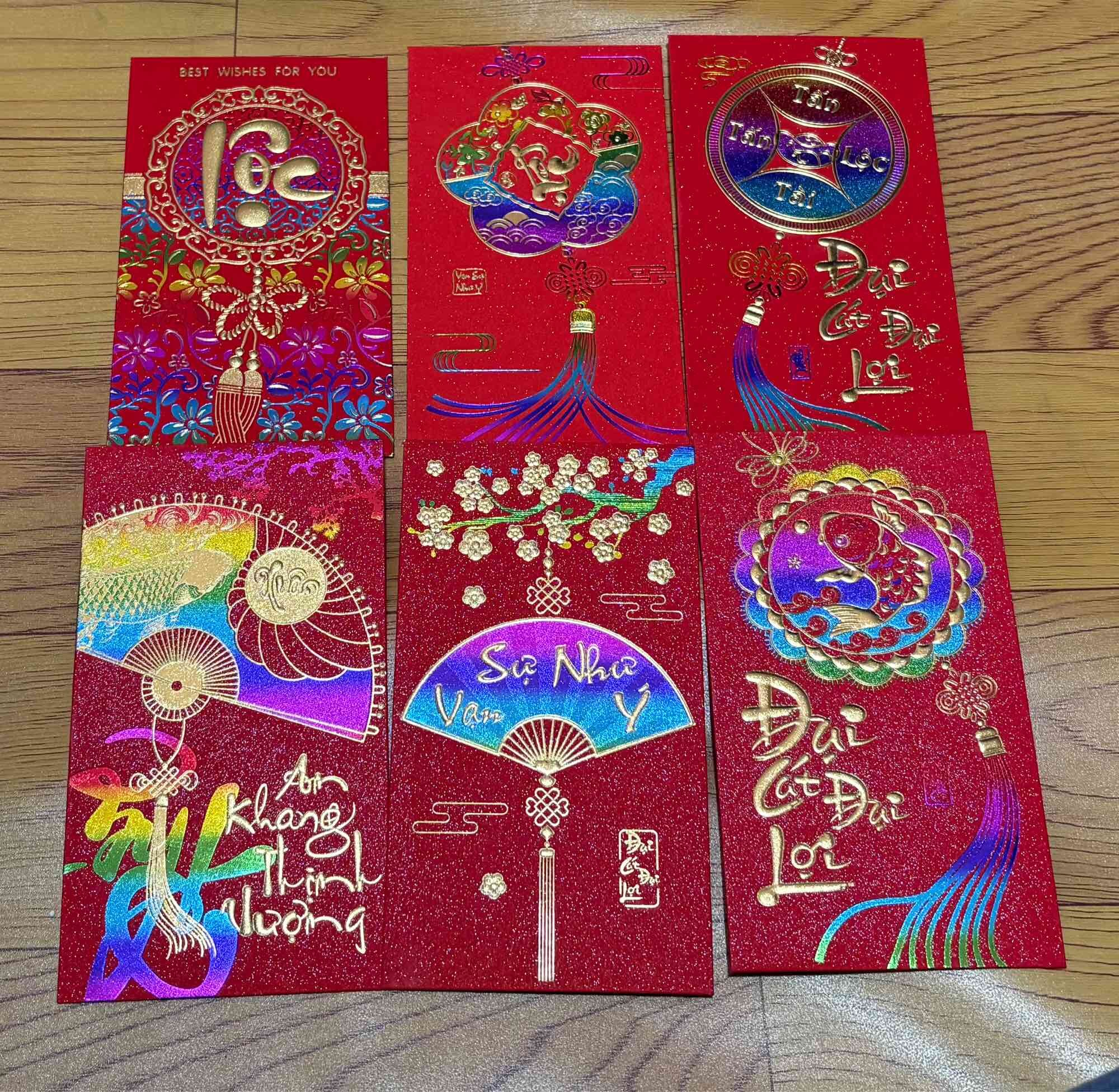 Bao lì xì 9x17cm (1 xấp 6 cái)