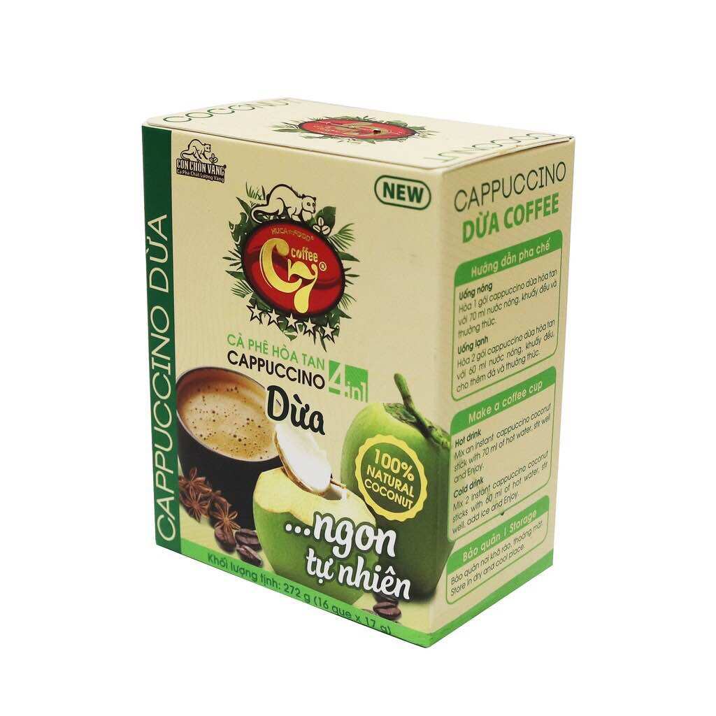 Cà phê hoà tan 4in1 cappuccino cốt dừa con chồn vàng c7