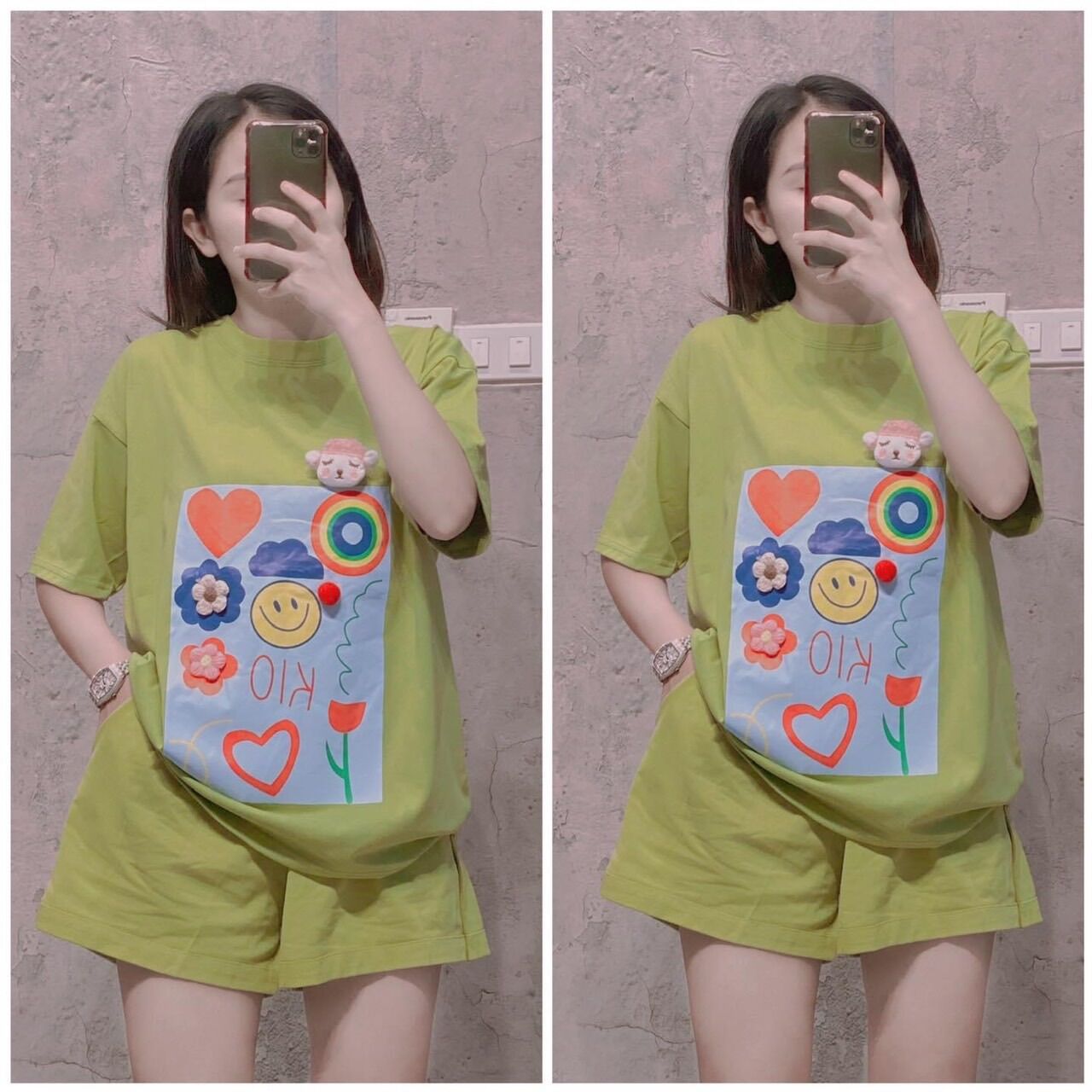 Set bộ đùi chất cotton su form rộng - Cừu bông