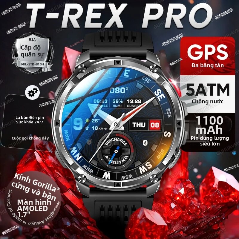 GUHUAVMI | Đồng Hồ Thông Minh T-Rex3 Pro 1100mAh GPS Path 5ATM Chống Nước Theo Dõi Hoạt Động Thể Thao La Bàn Cấp Độ Quân Sự Với Chức Năng Theo Dõi Nhịp Tim Và Giấc Ngủ