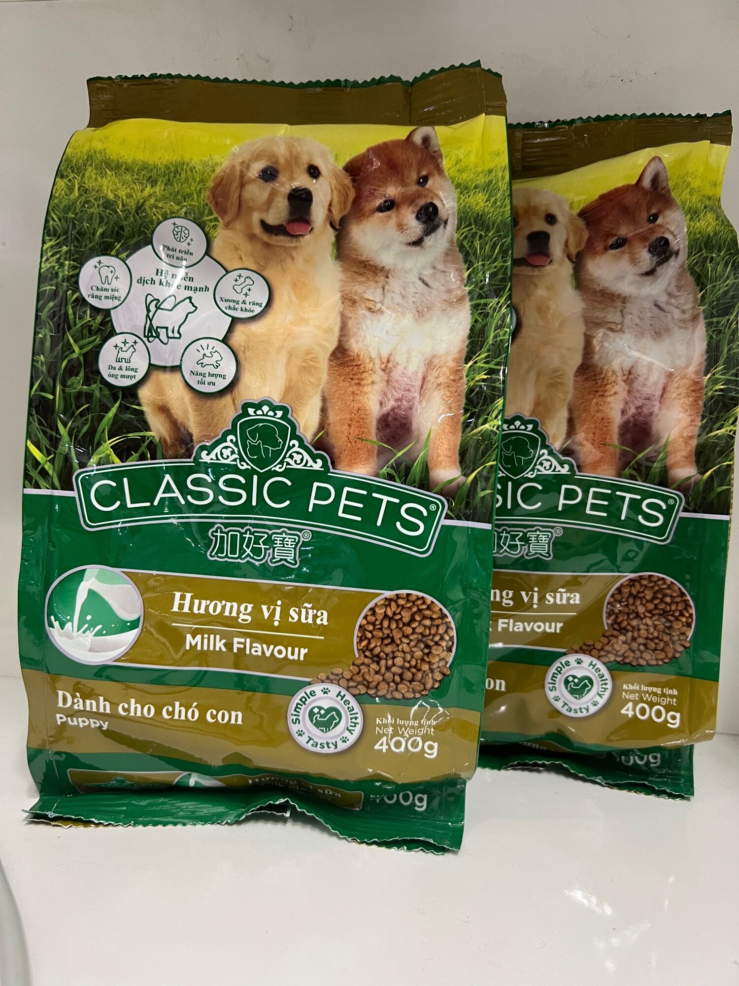 Thức ăn hạt cho chó con vị sữa classic pets puppy