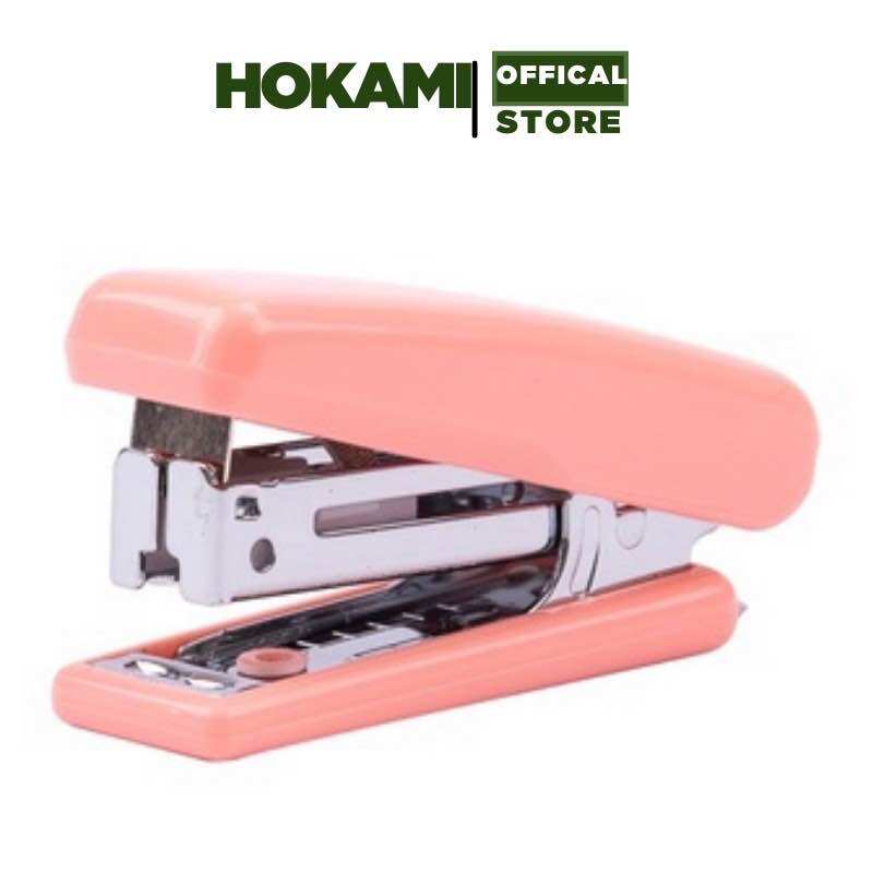 Dập ghim deli mini kim bấm ghim bấm 12 tờ / e0222 màu xanh - hồng - dập ghim mini - hokami store