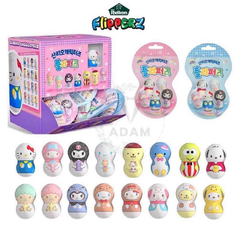 Hộp 24 gói kẹo đồ chơi lật đật hello kitty pony pj masks flipperz
