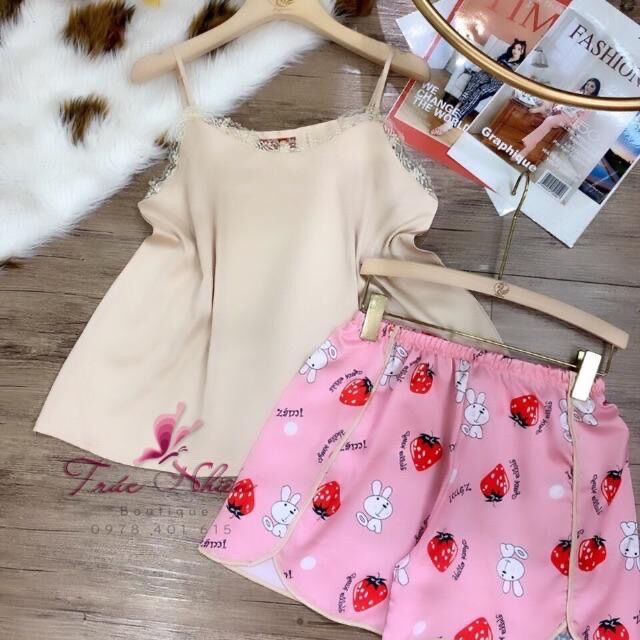 [HCM]BỘ SATIN ĐÙI 2 DÂY MẶC NHÀ SIÊU MÁT