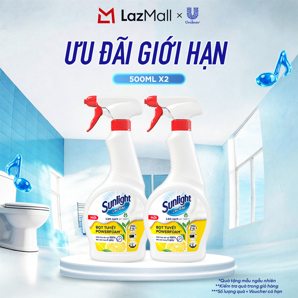Combo 2 Chai Nước lau bếp Sunlight Chanh  Baking soda|Phiên bản nâng cấp từ Cif|Đánh bay 100% dầu mỡ|Chai 500ml