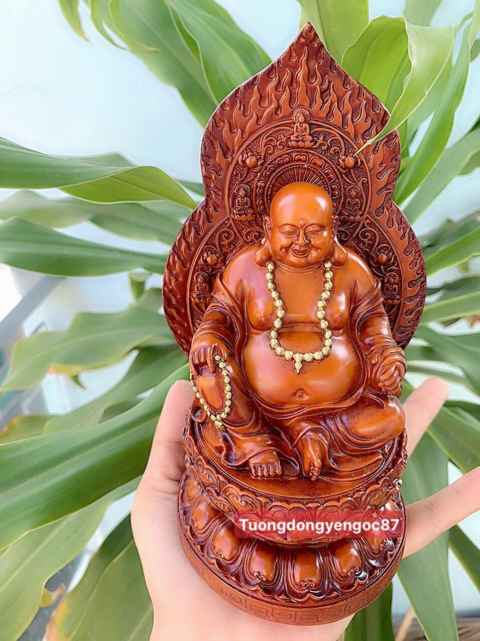 Tượng phật Di lạc nâu cao 17 cm