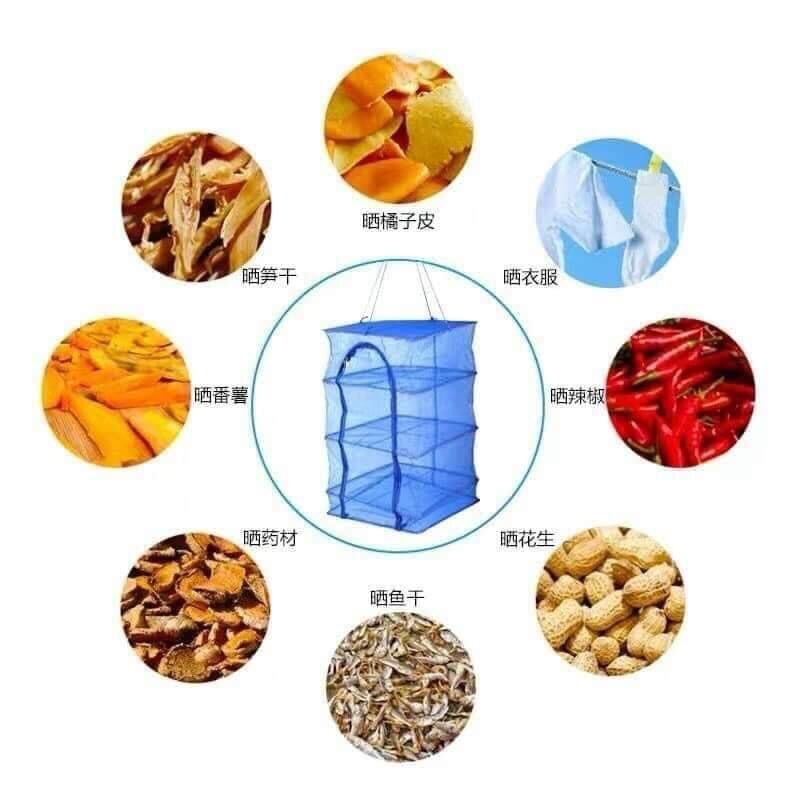 Lồng lưới phơi treo thực phẩm 4 tầng