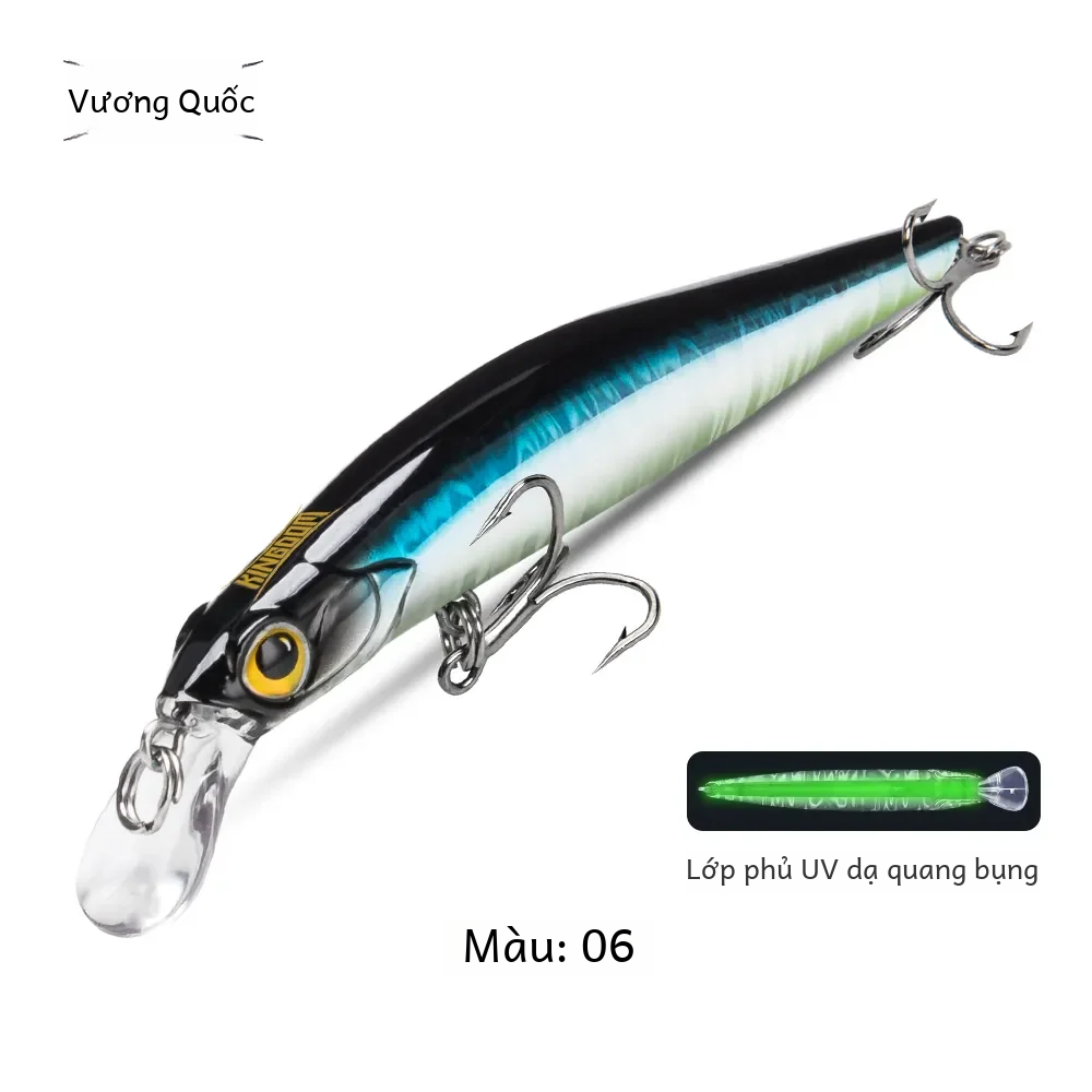 Kingdom chìm Minnow mồi 60 80 90 105mm rung chìm jerkbati swimbait nam châm trasnfer dài đúc cứng câu cá thu hút