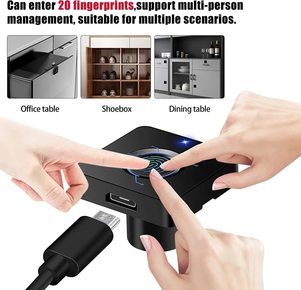 Fingerprint cabinet locks with built-in rechargeable battery