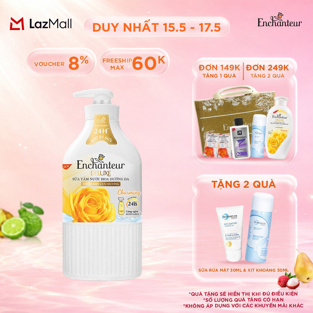 Sữa tắm trắng và dưỡng ẩm Enchanteur Charming 650g
