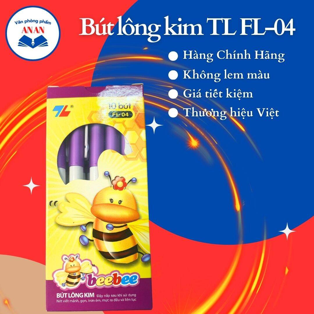 Bút lông kim thiên long beebee fl-04 màu tím 0.3mm