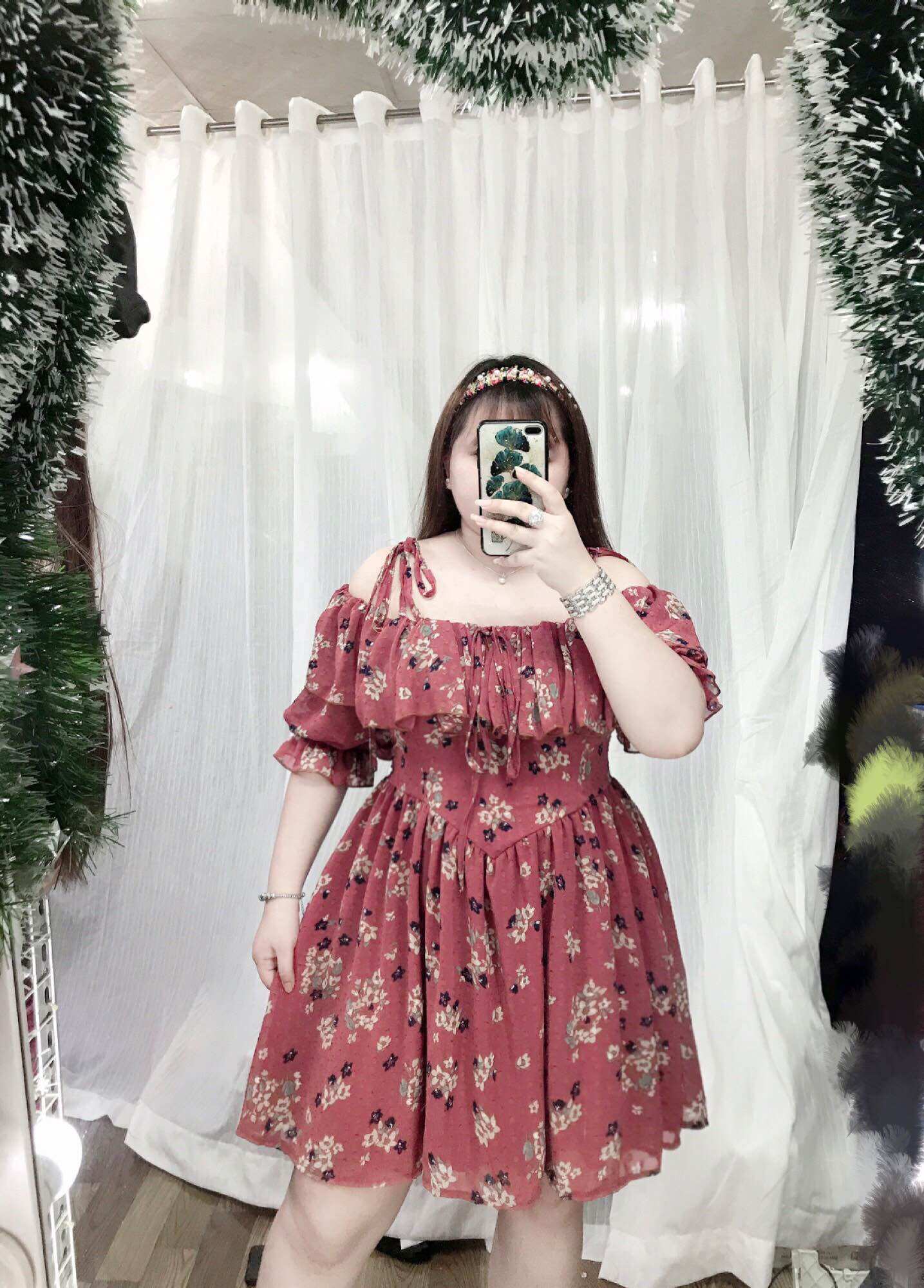 [Bigsize 60-85kg] Đầm trễ vai bèo phom ngắn