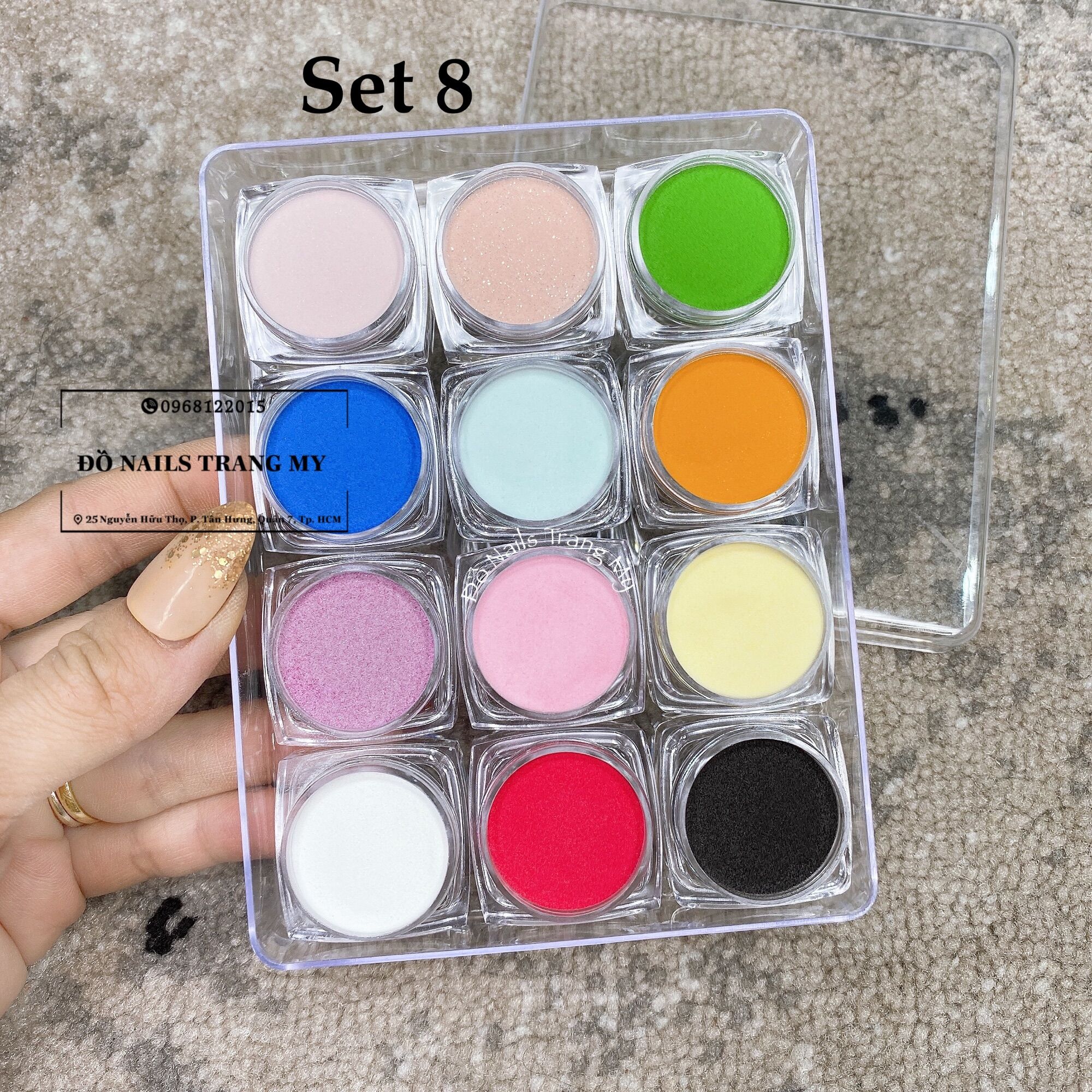 Set bột Mỹ 4in1 làm hoa đắp móng 12 hũ/set (đơn giá/ 1 set).