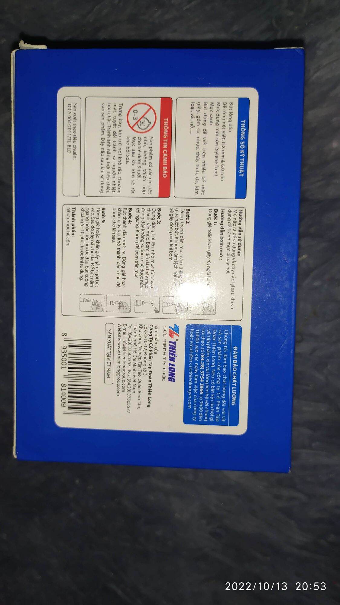 COMBO HỘP 10 CÂY BÚT LÔNG DẦU THIÊN LONG (MỰC XANH)