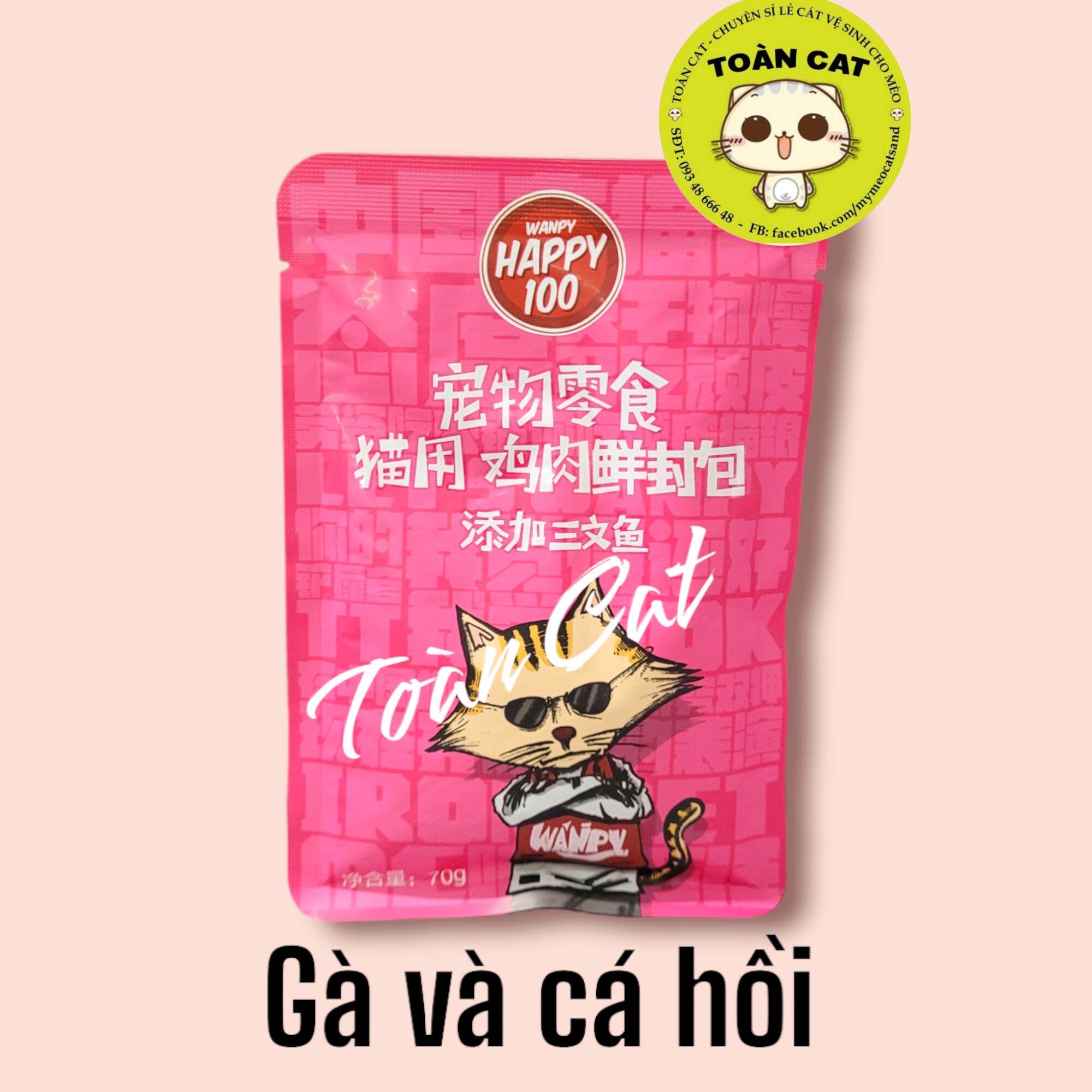 Combo 12 gói pate wanpy happy 100 cho mèo gói 70g- pate cho mèo