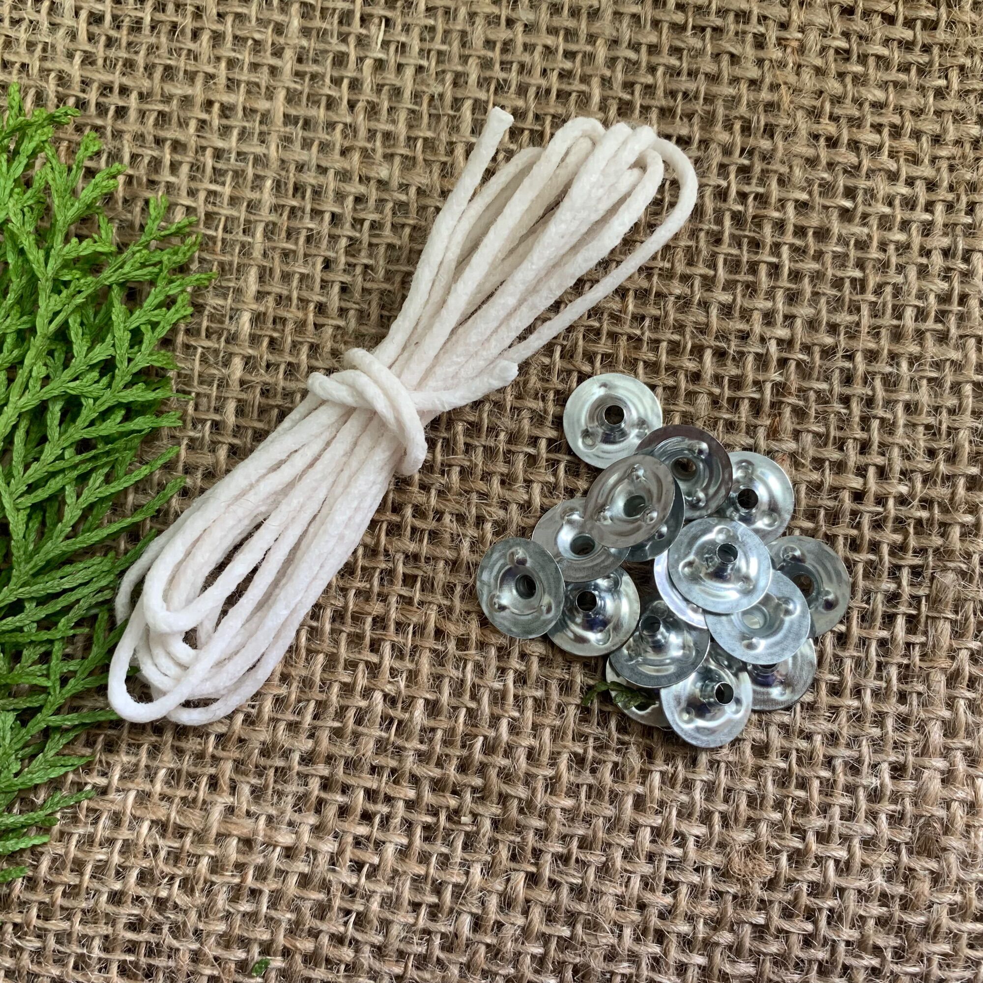 5g Bấc cotton nhúng sáp kèm đế sắt tròn