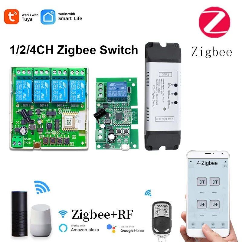 Công tắc hẹn giờ bật tắt WIFI theo thời gian thực với 4 kệnh riêng biệt chạy được với điện DC 12-24V, AC 220V