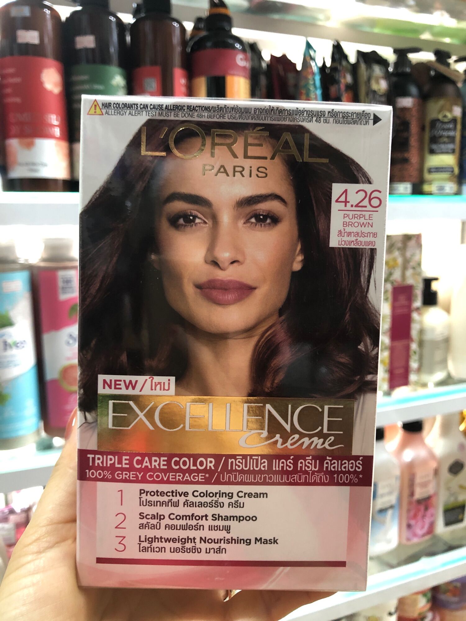 Thuốc nhuộm tóc Loreal, thuốc nhuộm tóc phủ bạc Loreal Excellence Creme số 4.26-nâu tím ánh đỏ