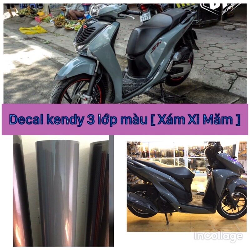 Decan kendy 3 lớp xám xi măng trang trí xe máy ô tô