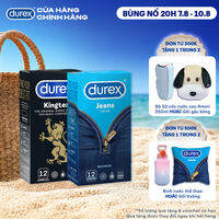 Combo 1 hộp Bao cao su Durex Kingtex 49mm 12 bao & 1 hộp Bao cao su Durex Jeans 52.5mm 12 bao