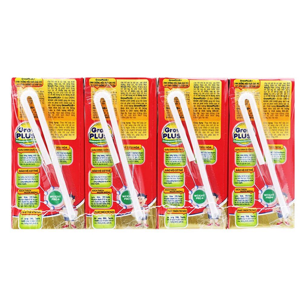 Sữa bột pha sẵn Nuti GrowPlus đỏ suy dinh dưỡng 180ml/110ml (lốc 4 hộp)