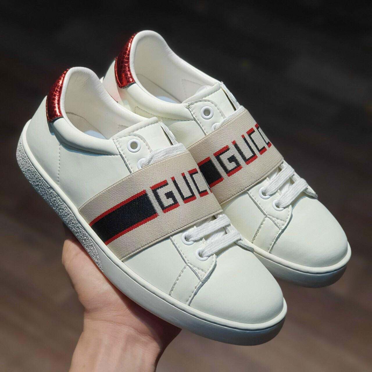 Giày thể thao Gucci ong, ace ngang, gót xanh nam nữ