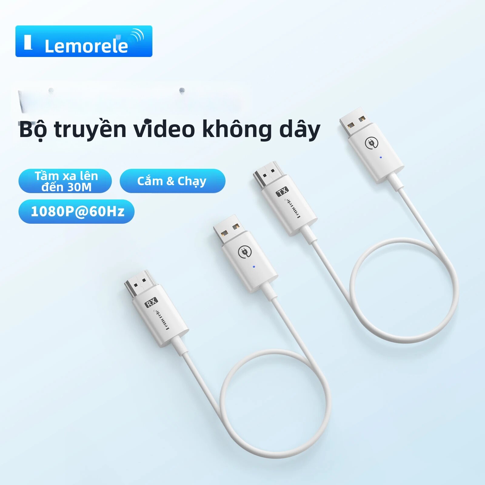Lemorele Bộ Thu Phát Không Dây HDMI 164FT/50M Màn Hình Hiển Thị Dongle Cho Camera Truyền Hình Máy Chiếu Độ Nét Cao 1080P