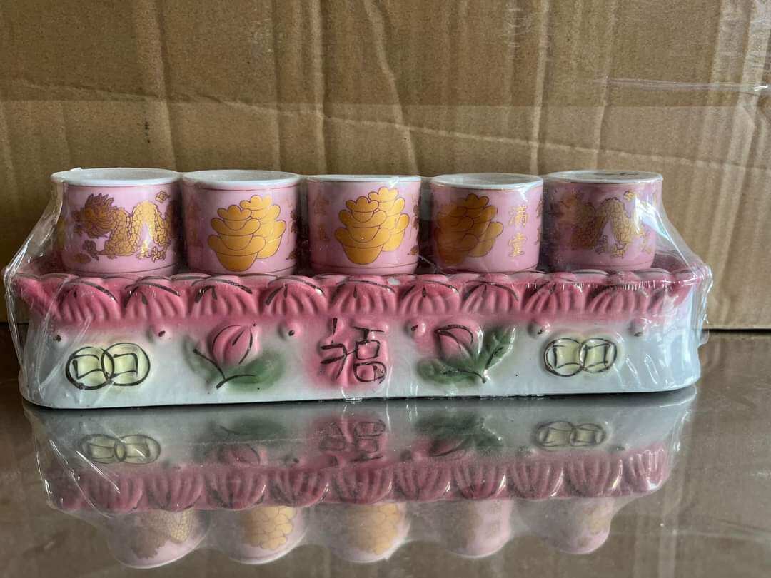 Bộ áng 3 ly,5 ly đựng nước thờ cúng hồng đào