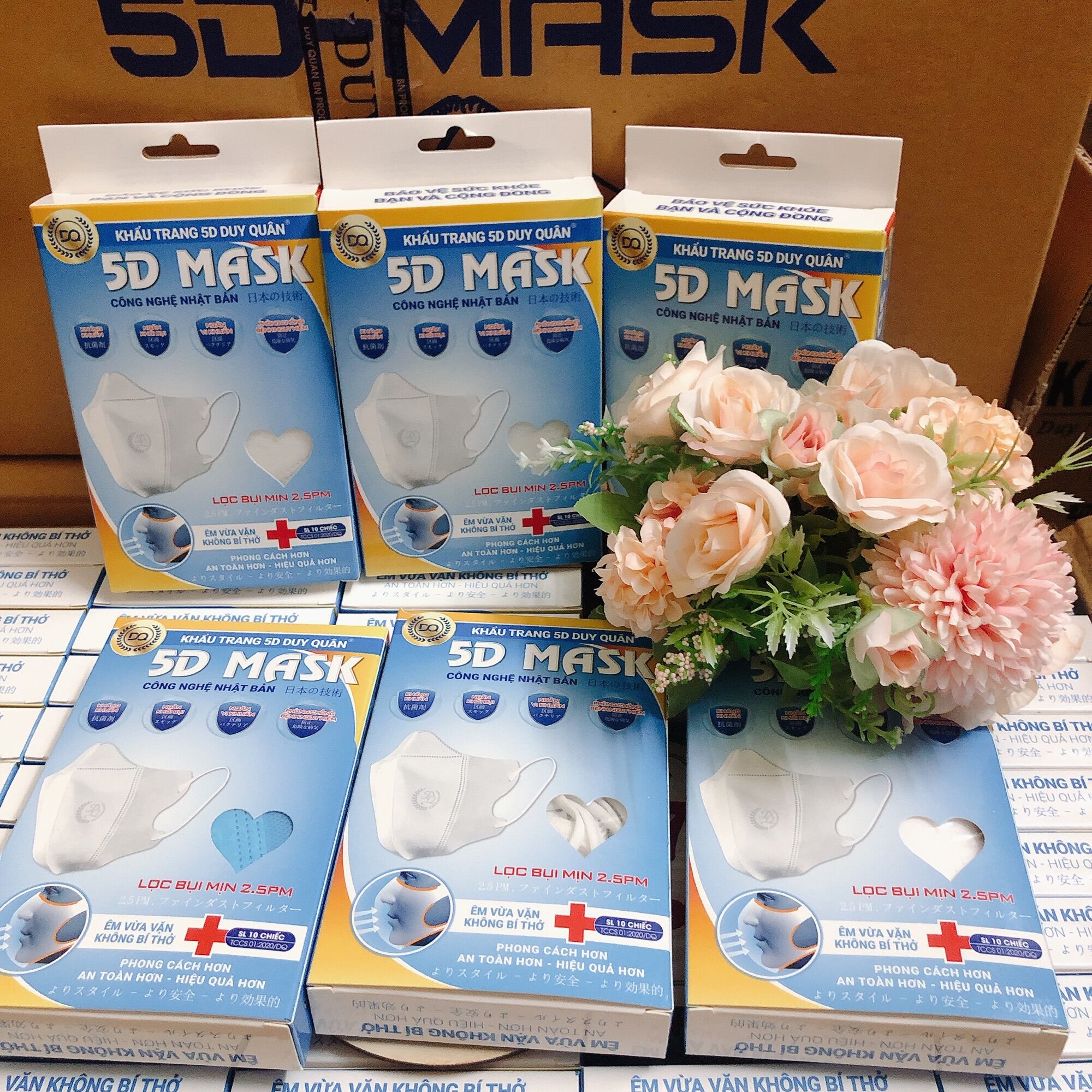Khẩu trang 5d mask cao cấp duy quân hộp 10 cái trắng