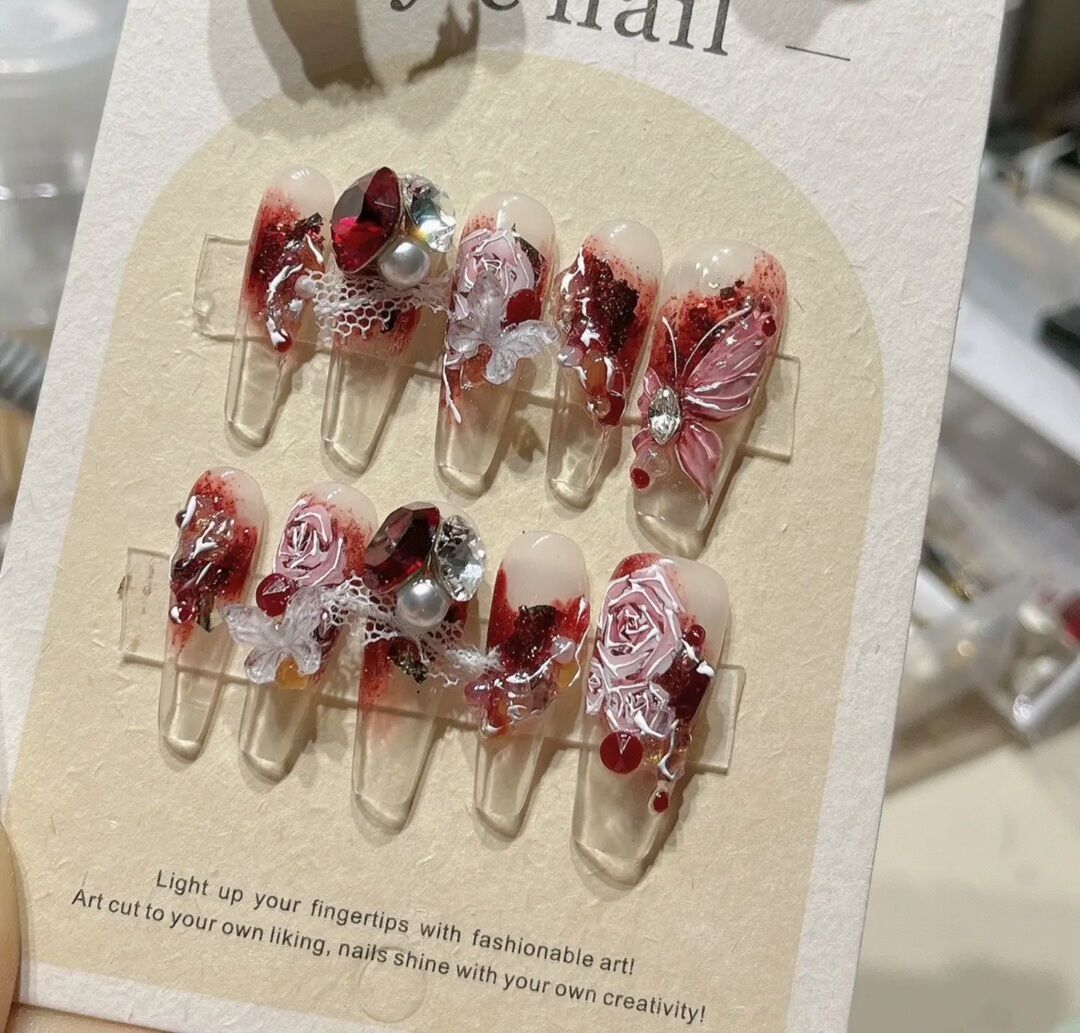 Nailbox thiết kế, loang đỏ , nail cá tính 33