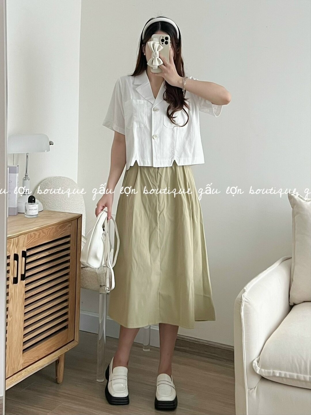 chân váy midi chất thô ulzzang hàn quốc