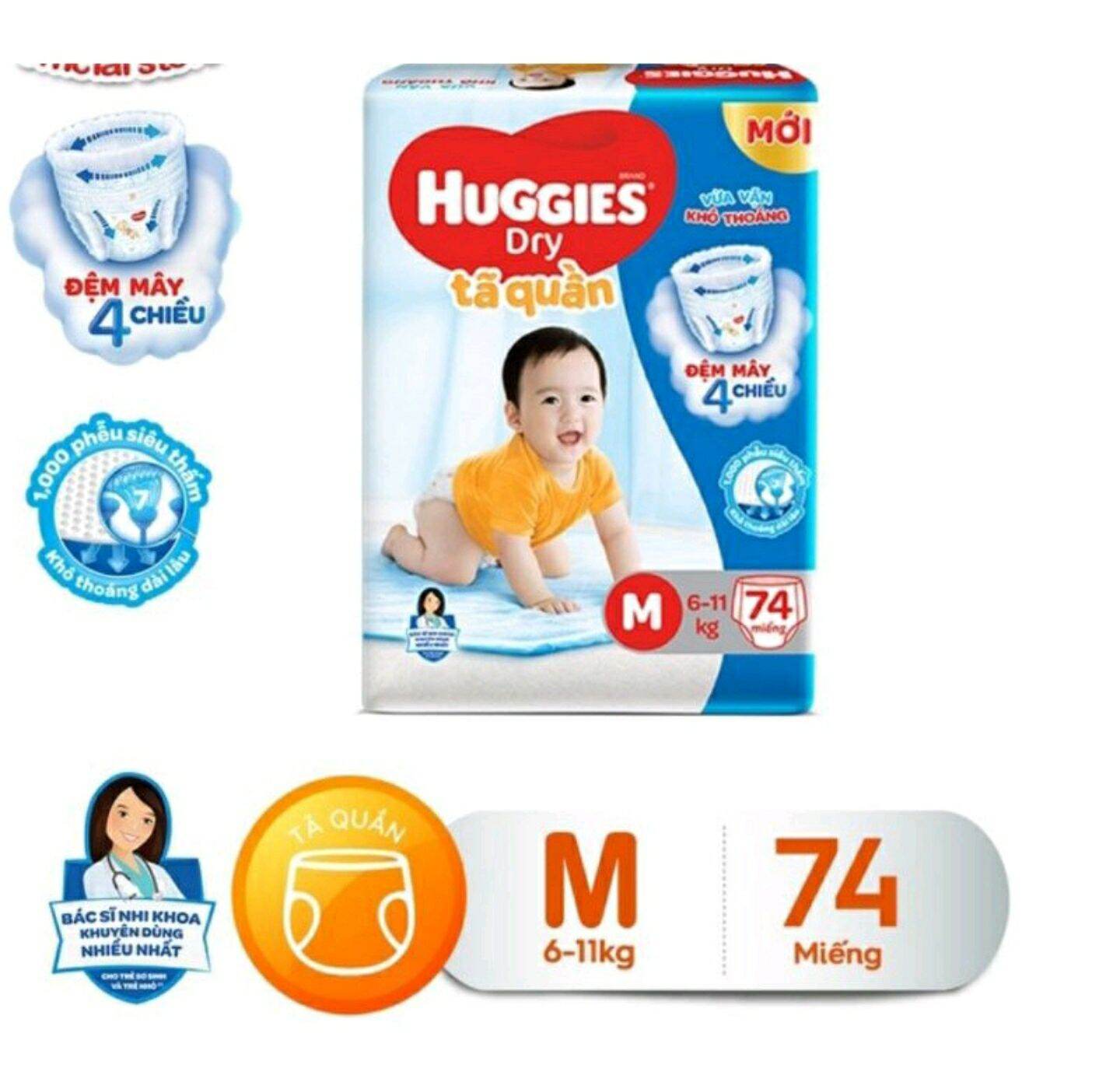 (Freeship) Tả quần huggies size M76,L68,XL62,XXL56
