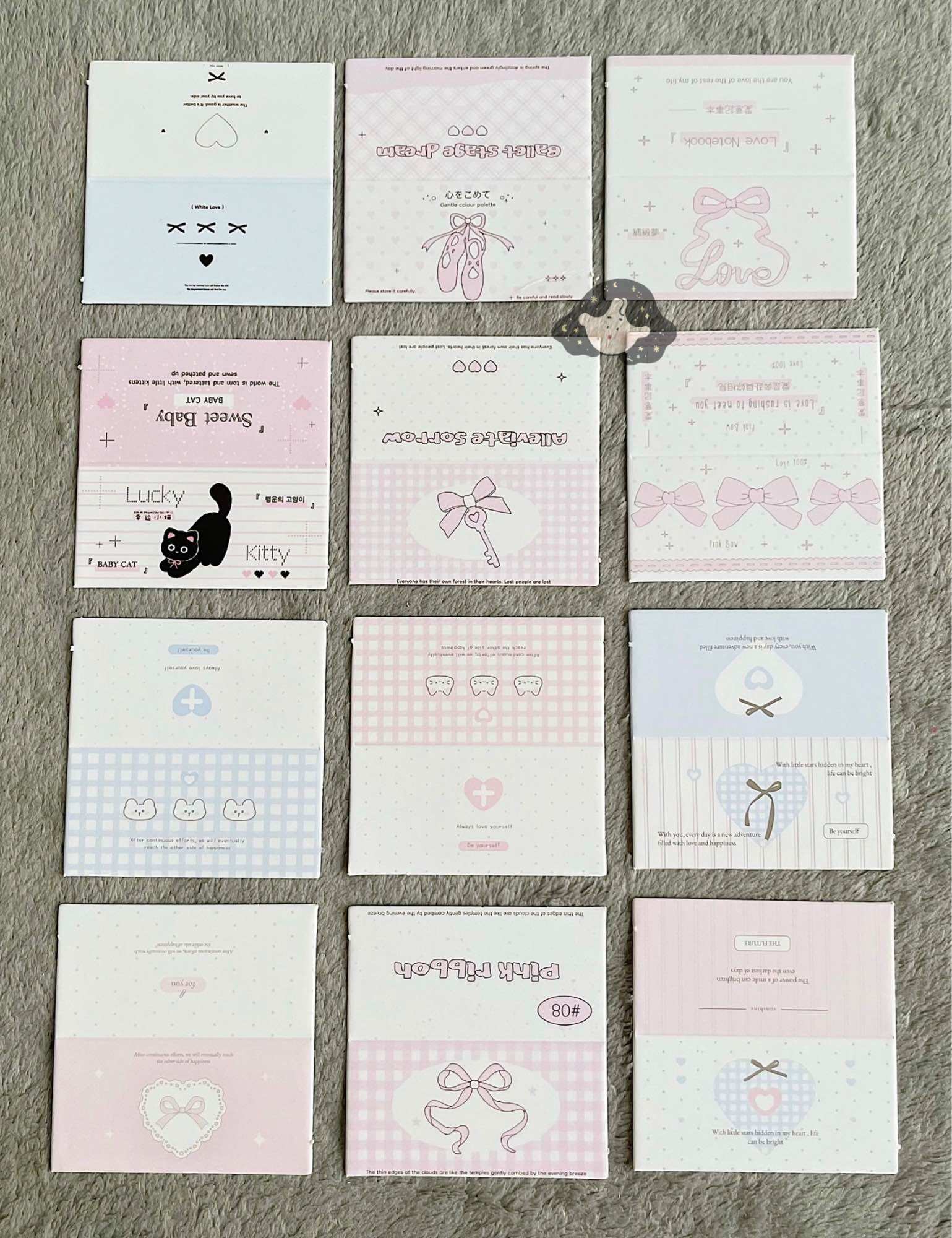 Set Tag Mini Đầu Bìa Bấm Mini Mix Nhiều Mẫu Cartoon Coquette Gói Hàng Gói Card