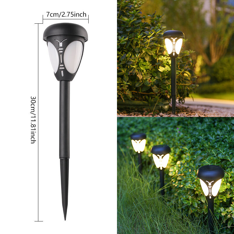 Combo 6 Đèn Năng Lượng Mặt Trời Cắm Cỏ Trang Trí Sân Vườn - Họa Tiết Bướm Lung ánh sáng ấm áp phù hợp cho sân vườn và lối đi.