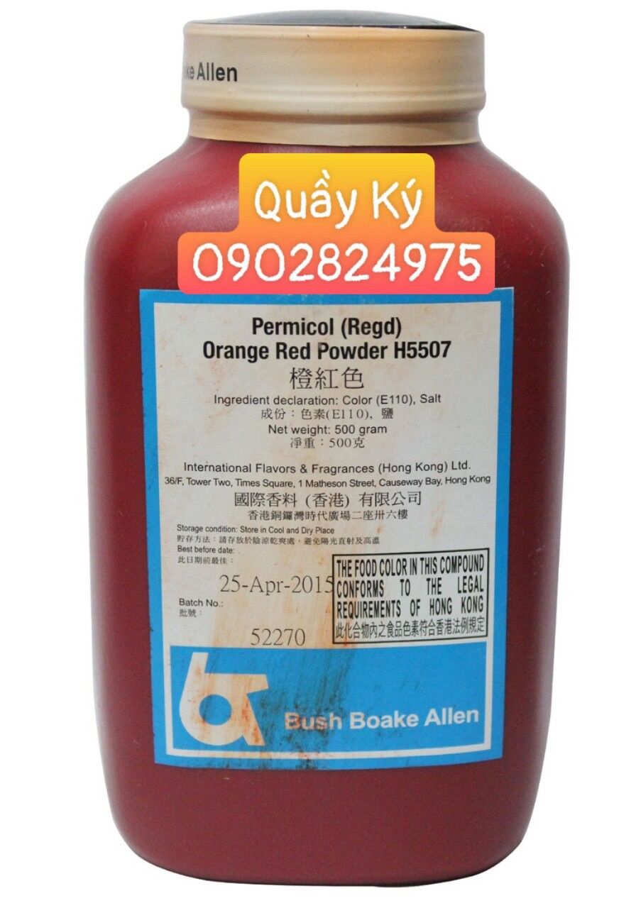 Bột màu 500gr - hong kong/ permicol orange red powder