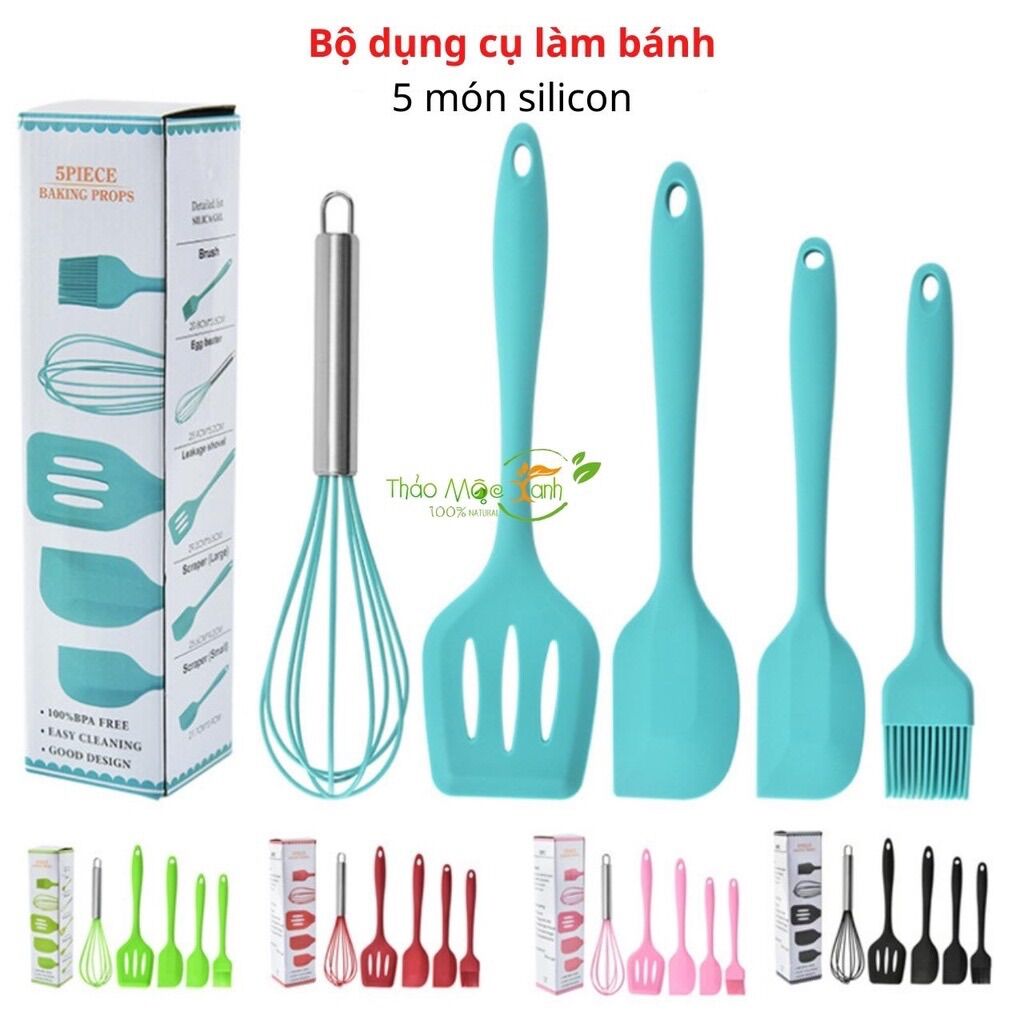 Dụng cụ làm bánh_Bộ dụng cụ 5 món làm bánh silicon_Đồ dùng phòng bếp tiện lợi