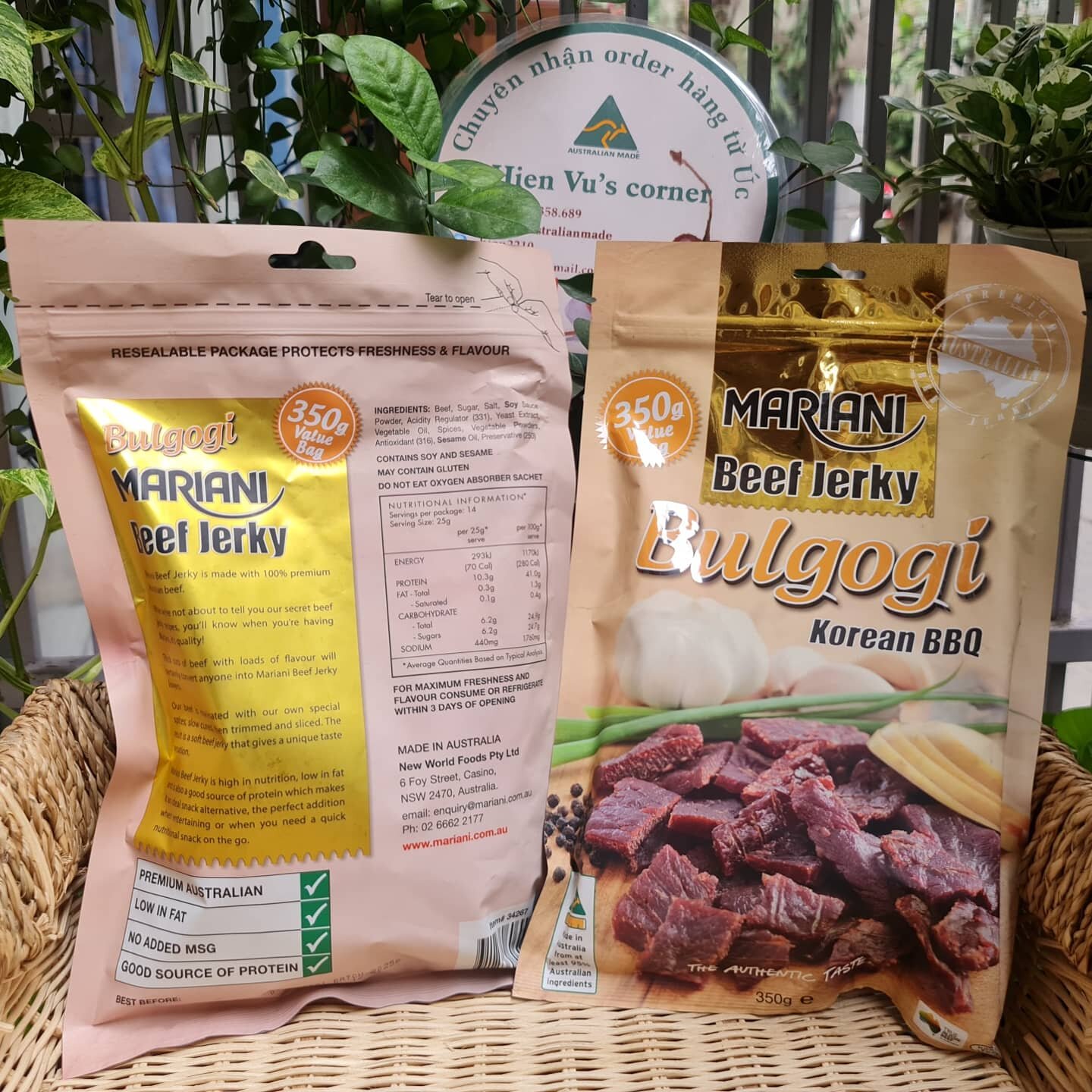 Thịt bò khô úc mariani - beef jerky bulgogi korea bbq – gói 350g